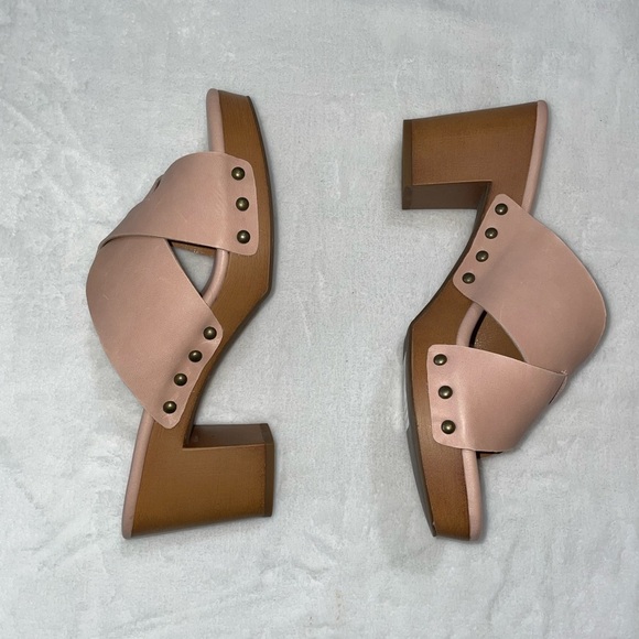 BNWT $200 Sz 9 Blush Pink Mule Belle & Bloom Wedge Heeled Sandal Clog​ - Picture 3 of 8